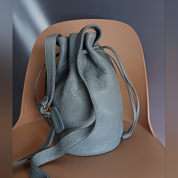 Slate Blue Textured Mini Bucket Bag with Adjustable Strap mint green - Picture 3 of 12